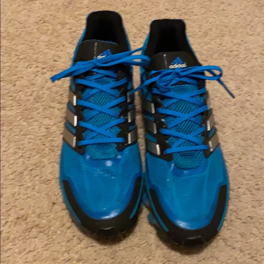 Blue and black Adidas